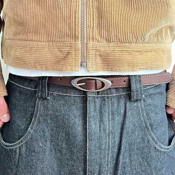 vintage brown american western simple designer oval belt - Picture 7 of 7